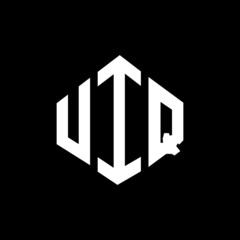 UIQ letter logo design with polygon shape. UIQ polygon and cube shape logo design. UIQ hexagon vector logo template white and black colors. UIQ monogram, business and real estate logo.