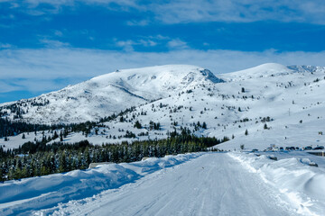 snow covered mountains