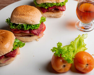 hamburger and salad