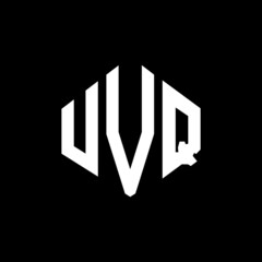 UVQ letter logo design with polygon shape. UVQ polygon and cube shape logo design. UVQ hexagon vector logo template white and black colors. UVQ monogram, business and real estate logo.