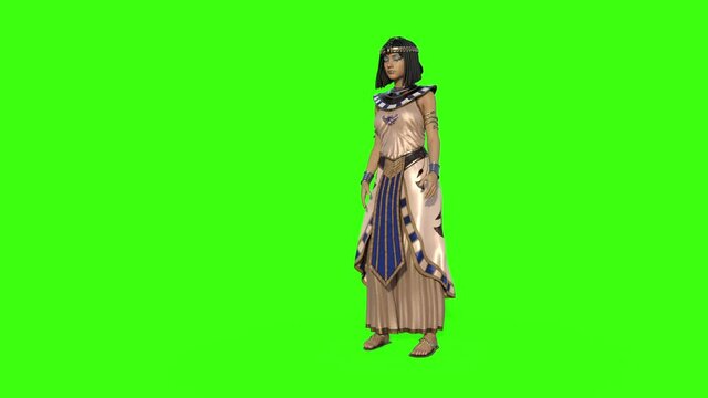 3d egyptian woman gesturing , green background