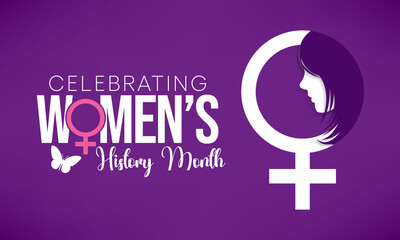 Fototapeta premium Women's History month is observed every year in March, is an annual declared month that highlights the contributions of women to events in history and contemporary society. Vector illustration design.