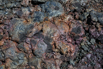 Gros plan sur la lave du le Piton de la Fournaise sur l'île de la Réunion