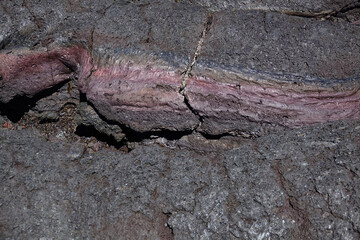 Gros plan sur la lave du le Piton de la Fournaise sur l'île de la Réunion