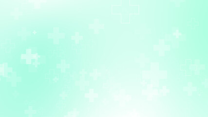Medical green blue cross pattern healthcare background.