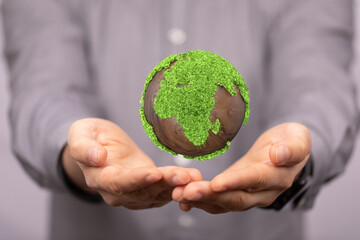 Green 3D Planet Concept, recycle sign