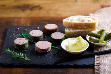 tasting various pates with bread