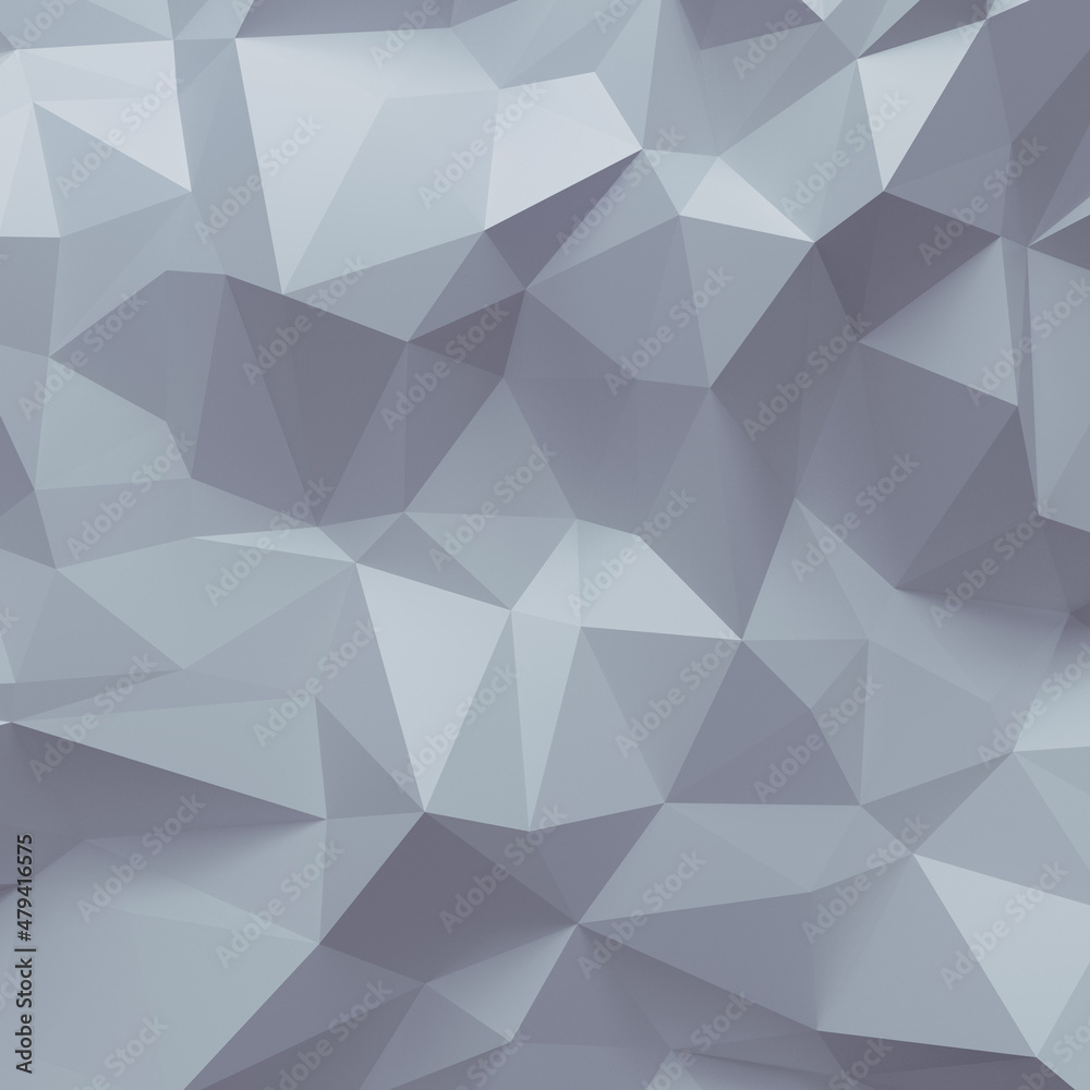 Aufkleber Abstract 3d rendering digital illustration. White Polygonal geometric surface. Triangular crystalline background