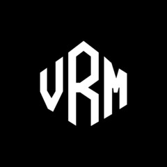 VRM letter logo design with polygon shape. VRM polygon and cube shape logo design. VRM hexagon vector logo template white and black colors. VRM monogram, business and real estate logo.