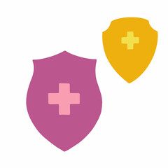 Obraz premium Immune system concept. Medical shields surrounded by viruses and bacterium.