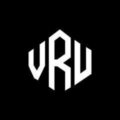 VRU letter logo design with polygon shape. VRU polygon and cube shape logo design. VRU hexagon vector logo template white and black colors. VRU monogram, business and real estate logo.