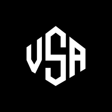 VSA letter logo design with polygon shape. VSA polygon and cube shape logo design. VSA hexagon vector logo template white and black colors. VSA monogram, business and real estate logo.