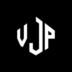 VJP letter logo design with polygon shape. VJP polygon and cube shape logo design. VJP hexagon vector logo template white and black colors. VJP monogram, business and real estate logo.