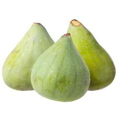 three green figs isolated on white background