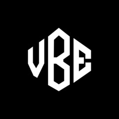 VBE letter logo design with polygon shape. VBE polygon and cube shape logo design. VBE hexagon vector logo template white and black colors. VBE monogram, business and real estate logo.