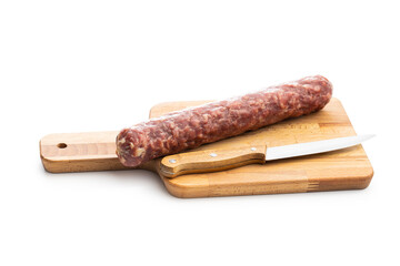 Smoked sausage on cutting board