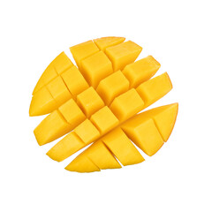 sliced half of mango isolated on white background