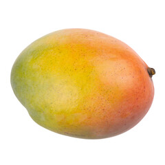 single fresh green, yellow and red mango isolated on white background
