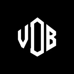 VDB letter logo design with polygon shape. VDB polygon and cube shape logo design. VDB hexagon vector logo template white and black colors. VDB monogram, business and real estate logo.