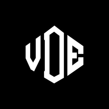 VDE letter logo design with polygon shape. VDE polygon and cube shape logo design. VDE hexagon vector logo template white and black colors. VDE monogram, business and real estate logo.