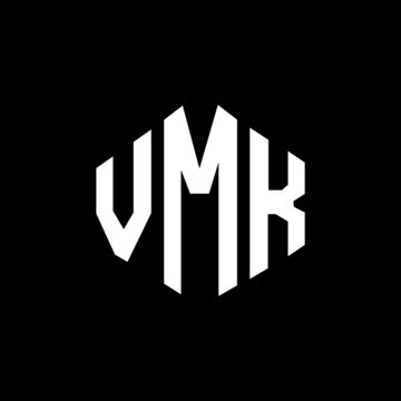 VMK letter logo design with polygon shape. VMK polygon and cube shape logo design. VMK hexagon vector logo template white and black colors. VMK monogram, business and real estate logo.