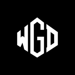 WGD letter logo design with polygon shape. WGD polygon and cube shape logo design. WGD hexagon vector logo template white and black colors. WGD monogram, business and real estate logo.