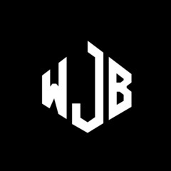 WJB letter logo design with polygon shape. WJB polygon and cube shape logo design. WJB hexagon vector logo template white and black colors. WJB monogram, business and real estate logo.