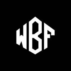 WBF letter logo design with polygon shape. WBF polygon and cube shape logo design. WBF hexagon vector logo template white and black colors. WBF monogram, business and real estate logo.