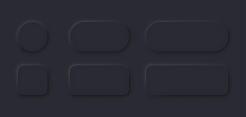 3D vector buttons neumorphic design. Web elements geometry modern trend tree-dimensional design.