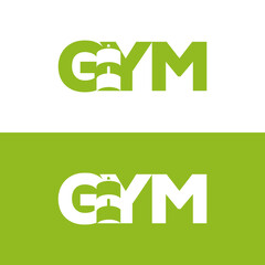 Simple letter  gym with barbell in negative space logo design inspiration