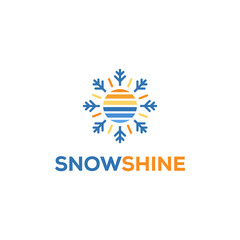 Snow with sun logo design inspiration