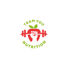 Apple fruit with fitness symbol logo design inspiration