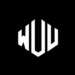 WUU letter logo design with polygon shape. WUU polygon and cube shape logo design. WUU hexagon vector logo template white and black colors. WUU monogram, business and real estate logo.