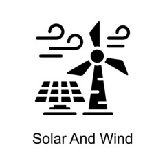 Solar And Wind vector Solid icon for web isolated on white background EPS 10 file