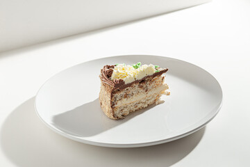 piece of cake with chocolate cream
