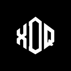 XDQ letter logo design with polygon shape. XDQ polygon and cube shape logo design. XDQ hexagon vector logo template white and black colors. XDQ monogram, business and real estate logo.