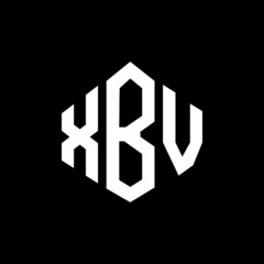 XBV letter logo design with polygon shape. XBV polygon and cube shape logo design. XBV hexagon vector logo template white and black colors. XBV monogram, business and real estate logo.