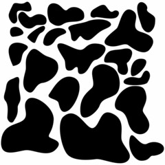 Cow spots simple flat hand-drawn illustration. Set of cow spots for design. Vector imitation of cow skin