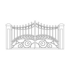 Fence gate vector icon.Outline vector icon isolated on white background fence gate.