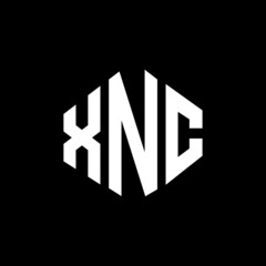 Fototapeta premium XNC letter logo design with polygon shape. XNC polygon and cube shape logo design. XNC hexagon vector logo template white and black colors. XNC monogram, business and real estate logo.