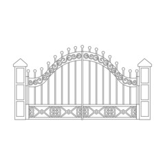 Fence gate vector icon.Outline vector icon isolated on white background fence gate.