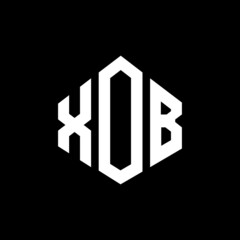 XOB letter logo design with polygon shape. XOB polygon and cube shape logo design. XOB hexagon vector logo template white and black colors. XOB monogram, business and real estate logo.