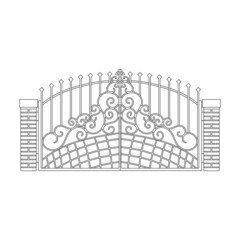 Fence gate vector icon.Outline vector icon isolated on white background fence gate.