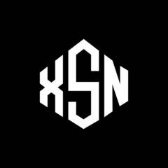 XSN letter logo design with polygon shape. XSN polygon and cube shape logo design. XSN hexagon vector logo template white and black colors. XSN monogram, business and real estate logo.