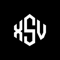 XSV letter logo design with polygon shape. XSV polygon and cube shape logo design. XSV hexagon vector logo template white and black colors. XSV monogram, business and real estate logo.