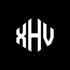 XHV letter logo design with polygon shape. XHV polygon and cube shape logo design. XHV hexagon vector logo template white and black colors. XHV monogram, business and real estate logo.