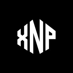 XNP letter logo design with polygon shape. XNP polygon and cube shape logo design. XNP hexagon vector logo template white and black colors. XNP monogram, business and real estate logo.