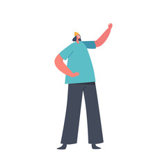 Happy Female Character Waving Hand. Woman Say Hello, Greeting Friend, Cheerful Girl Positive Emotion, Hi Gesturing