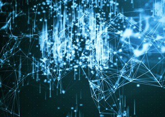 光の線がつながる抽象的な背景