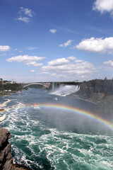 Rainbow over Niagara falls in Canada